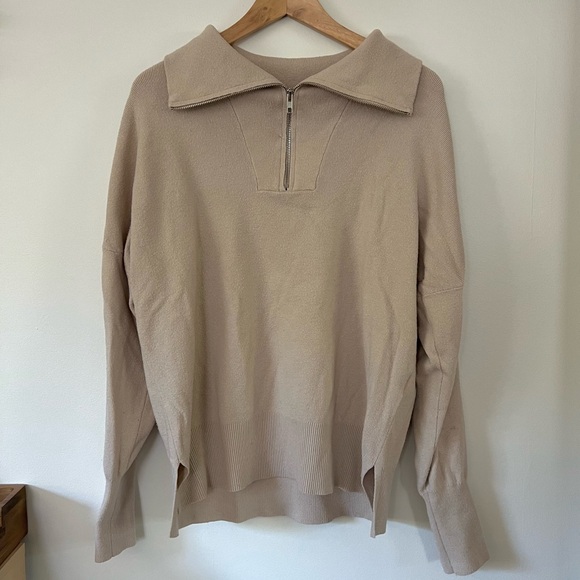 Abercrombie + Fitch Soft A+F Cream Quarter Zip Pullover - Picture 2 of 7